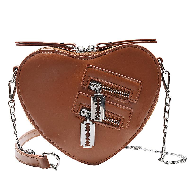 Heart Shape Shoulder Bag Gothic Crossbody Y2K Style Purse