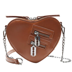 Heart Shape Shoulder Bag Gothic Crossbody Y2K Style Purse