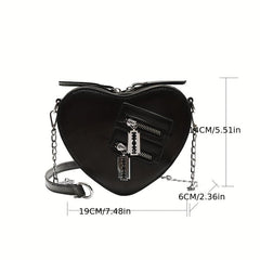 Heart Shape Shoulder Bag Gothic Crossbody Y2K Style Purse