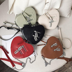 Heart Shape Shoulder Bag Gothic Crossbody Y2K Style Purse