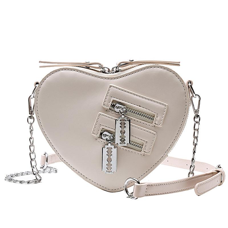 Heart Shape Shoulder Bag Gothic Crossbody Y2K Style Purse