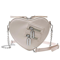 Heart Shape Shoulder Bag Gothic Crossbody Y2K Style Purse
