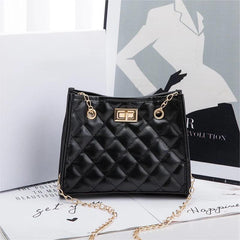 Argyle Quilted Shoulder Bag Chain Strap Tote Bag for Work