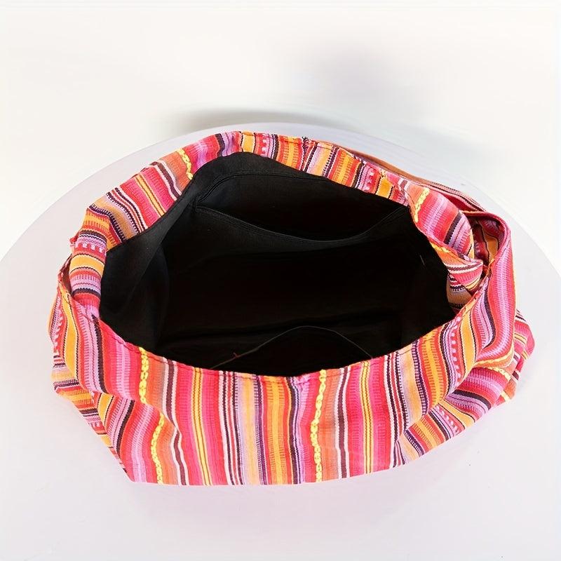 Retro Boho Linen Shoulder Bag Slouchy Style Underarm Hobo Purse