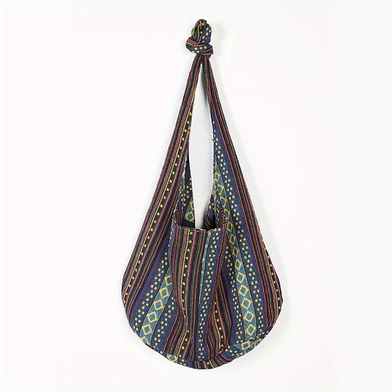 Retro Boho Linen Shoulder Bag Slouchy Style Underarm Hobo Purse