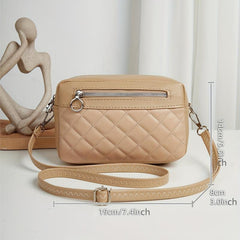 Quilted Shoulder Bag Casual PU Leather Crossbody Bag Women's Phone Storage Bag