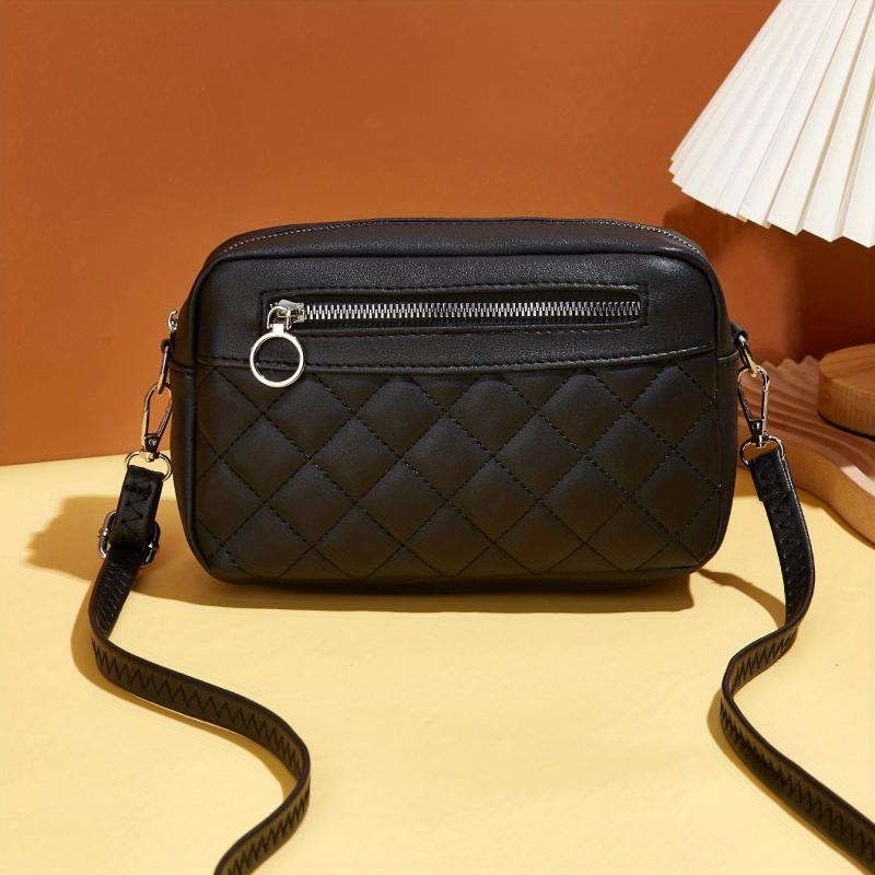 Quilted Shoulder Bag Casual PU Leather Crossbody Bag Women's Phone Storage Bag