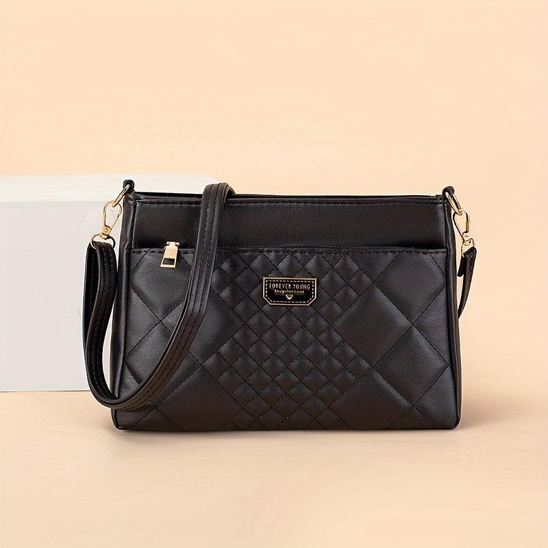 Quilted Crossbody Bag Vegan PU Shoulder Bag Women's Casual Handbag