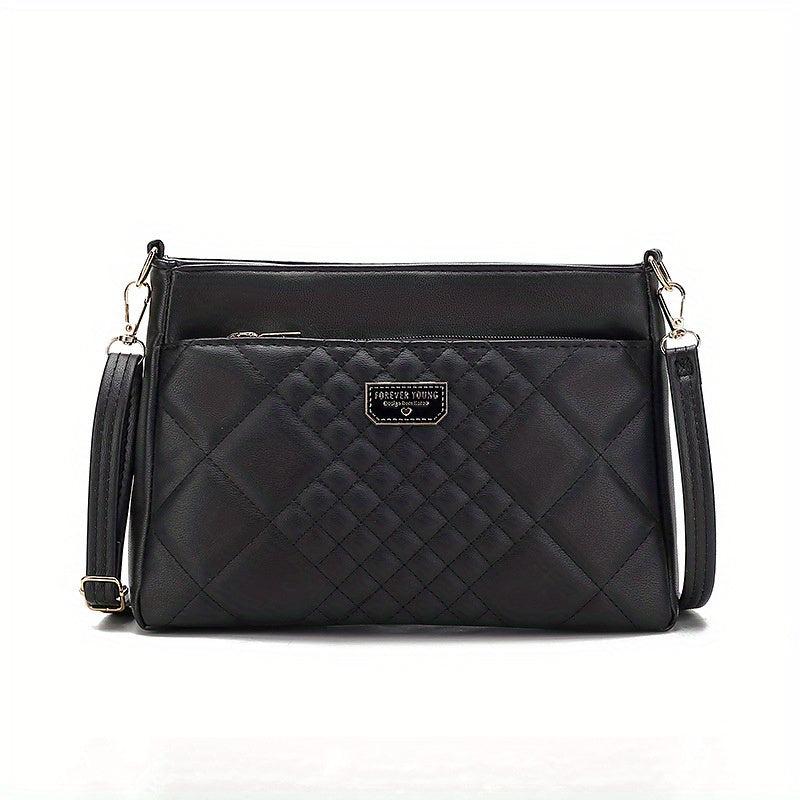 Quilted Crossbody Bag Vegan PU Shoulder Bag Women's Casual Handbag