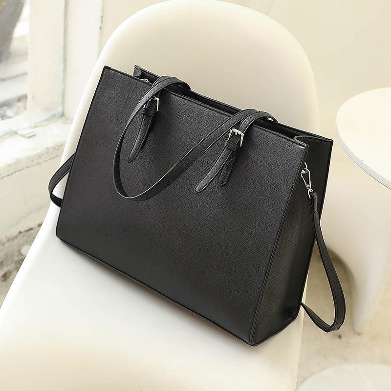 Large Capacity Laptop Tote Bag PU Leather Casual Commuter Bag