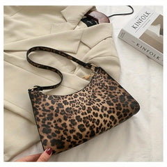 Animal Pattern Shoulder Bag Zipper PU Leather Underarm Bag Portable Handbag