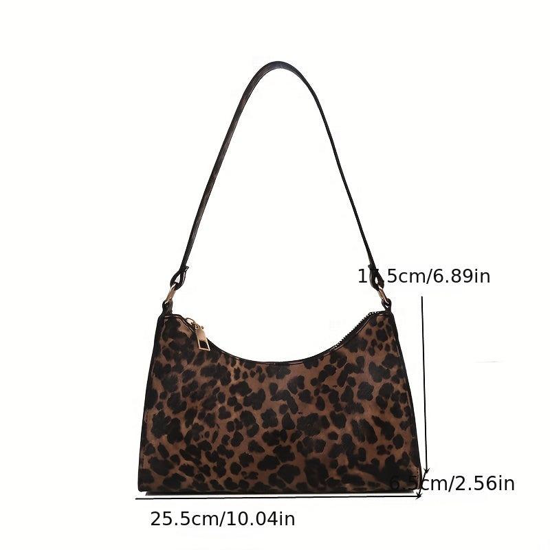 Animal Pattern Shoulder Bag Zipper PU Leather Underarm Bag Portable Handbag