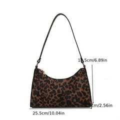 Animal Pattern Shoulder Bag Zipper PU Leather Underarm Bag Portable Handbag