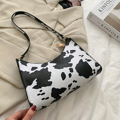 Animal Pattern Shoulder Bag Zipper PU Leather Underarm Bag Portable Handbag