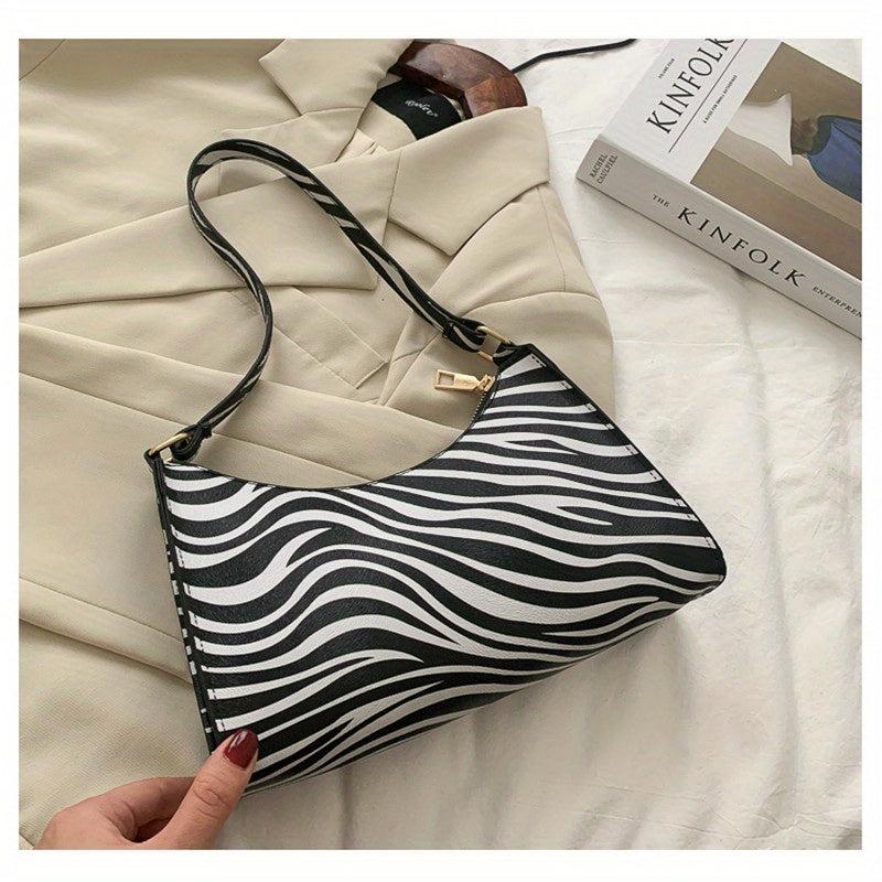 Animal Pattern Shoulder Bag Zipper PU Leather Underarm Bag Portable Handbag