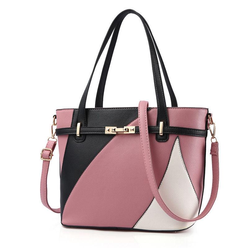 Coloblock Quilted Hand Tote Bag Women's Large Capacity Shoulder Bag Satchel