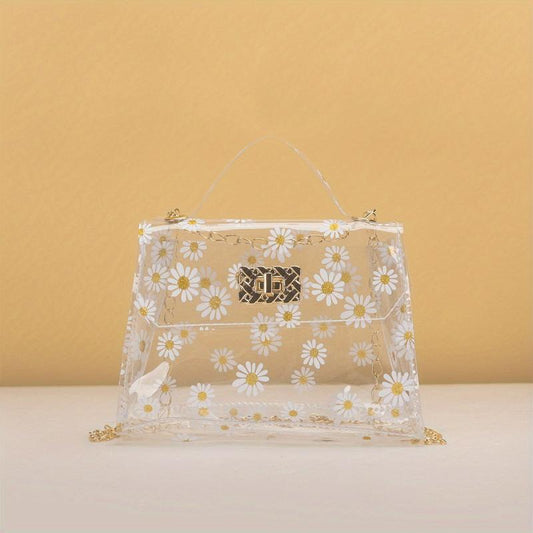 Daisy Pattern Shoulder Bag Transparent Satchel Bag