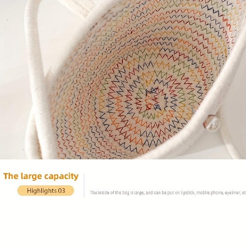 Versatile Woven Solid Shoulder Bucket Bag