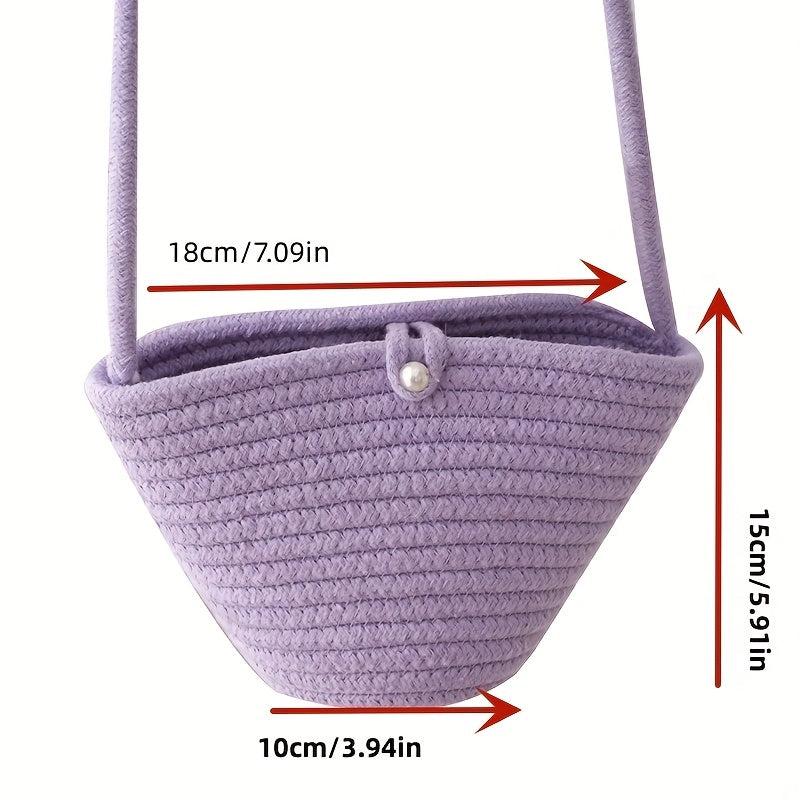Versatile Woven Solid Shoulder Bucket Bag