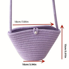 Versatile Woven Solid Shoulder Bucket Bag