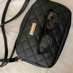 Minimalist Crossbody Bag Quilted Purse Argyle Pattern Solid Square Shoulder Bag