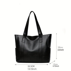 Solid Durable Shoulder Bag PU Leather Zipper Handbag