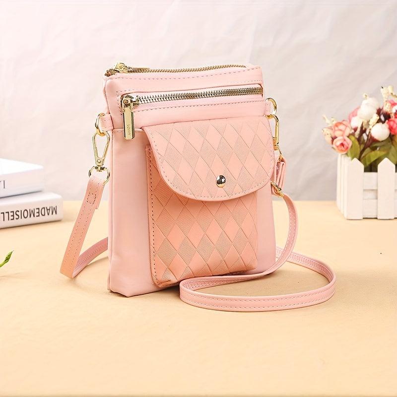 Argyle Pattern Square Crossbody Bag