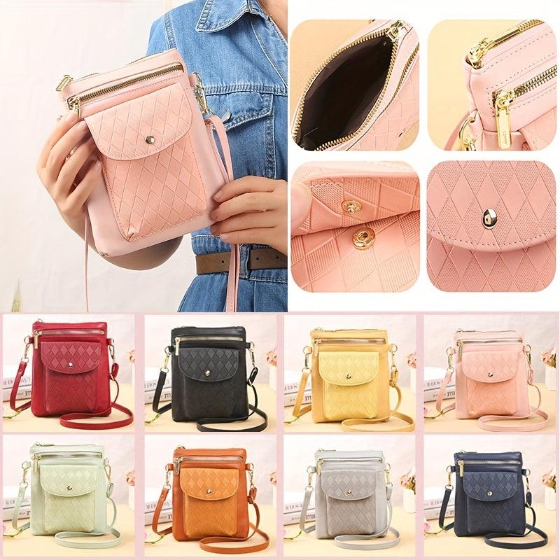 Argyle Pattern Square Crossbody Bag