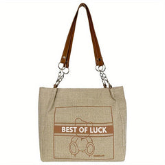 Bear Graffiti Print Tote Bag Canvas Shoulder Bag Large Capacity