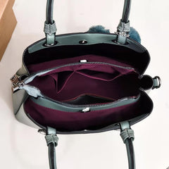 Women's Crossbody Bag with Stitch Detail and Pompom Decor