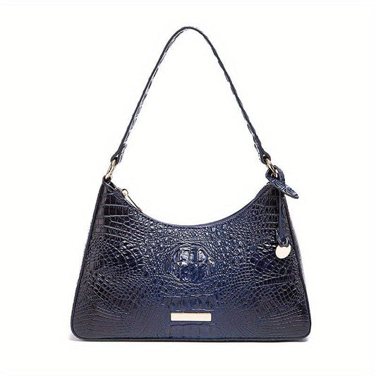 Vintage Crocodile Embossed Metal Decor Shoulder Bag