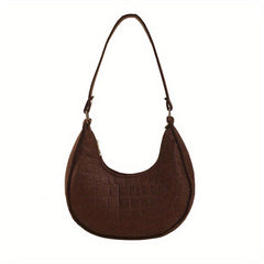 Crocodile Embossed Underarm Bag Stylish Baguette Bag