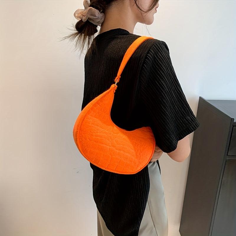 Crocodile Embossed Underarm Bag Stylish Baguette Bag