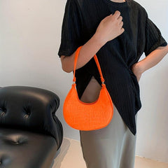 Crocodile Embossed Underarm Bag Stylish Baguette Bag