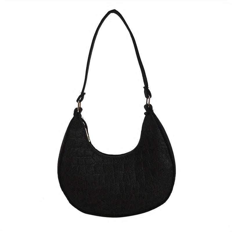 Crocodile Embossed Underarm Bag Stylish Baguette Bag