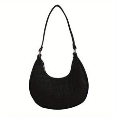 Crocodile Embossed Underarm Bag Stylish Baguette Bag