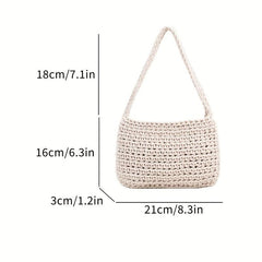 Women's Minimalist Knitted Tote Bag for Summer Beach Vacation