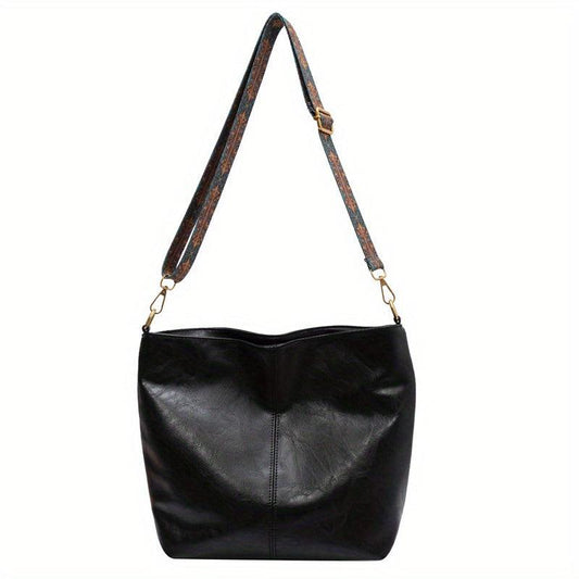 Retro Style Crossbody Bag Large Capacity Shoulder Bag Geometric Strap Hobo Bag