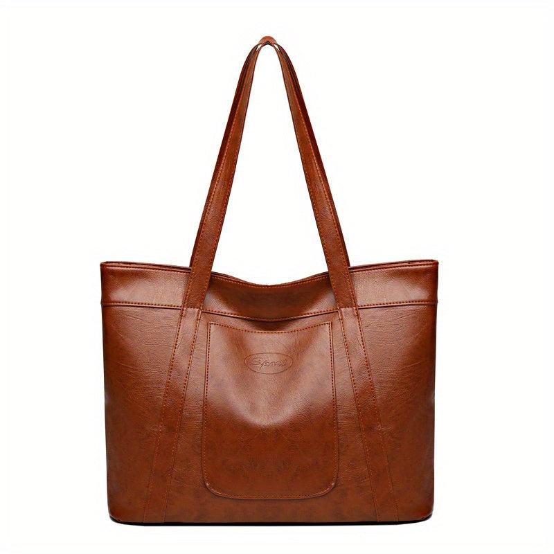 Vintage Tote Bag For Women Large Capacity Shoulder Bag Faux Leather Handbag