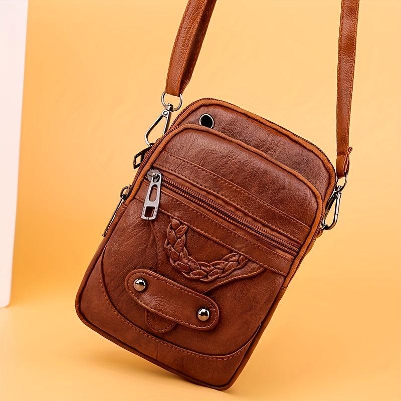 Vintage Shoulder Phone Bag Mini Zipper Crossbody Bag Casual Coin Purse