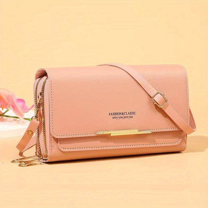 Textured PU Leather Crossbody Phone Bag