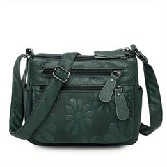 Flower Pattern Crossbody Bag Zipper Purse Women's Shoulder Bag