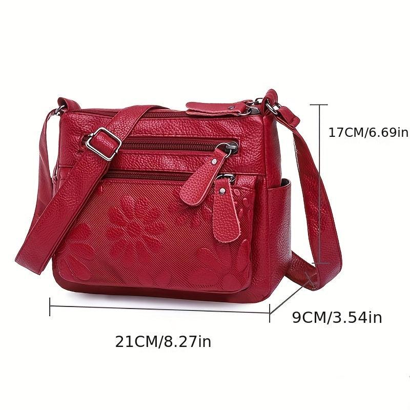 Flower Pattern Crossbody Bag Zipper Purse Women's Shoulder Bag