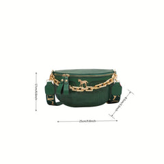 Crocodile Embossed Fanny Pack Chain Crossbody Bag Women's PU Leather Waist Purse