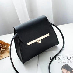 Mini Twist Lock Square Shoulder Bag Metal Decor Flap Crossbody Purse