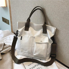 Durable Canvas Shoulder Bag Large Capacity Handbag