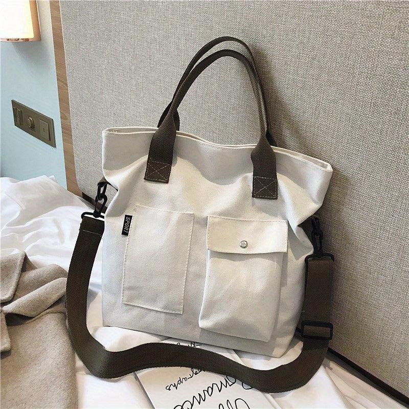 Durable Canvas Shoulder Bag Large Capacity Handbag