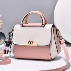 Two Tone Handbag Women's Flap Purse Crossbody Bag