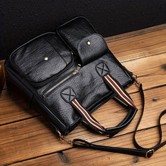 Vintage Leather Tote Bag Large Capacity Crossbody Handbag for Travel