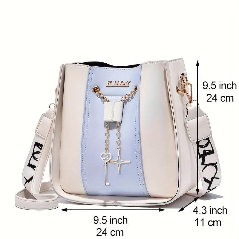 Stylish Drawstring Star Key Decor Shoulder Bag
